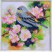 Набор для вышивки бисером на велюре Tela Artis Птичка на ветке абрикоса (НВ-003)