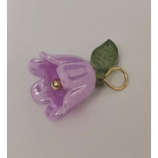 Підвіска (шармик) Only Бузкова конвалія з листочком, 1,2х1,2 см (К-103)