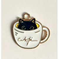 Підвіска (шармик) Only Котик в чашці кави, 2х2 см (К-30)