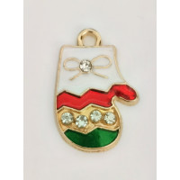 Підвіска (шармик) Only Різдвяна рукавичка зі стразиками, 2х1,2 см (К-0085)