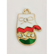 Підвіска (шармик) Only Різдвяна рукавичка зі стразиками, 2х1,2 см (К-0085)