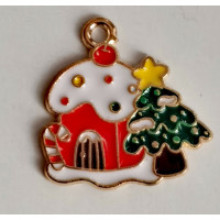 Підвіска (шармик) Only Цукровий будиночок з ялинкою, 2х1,8 (К-9)