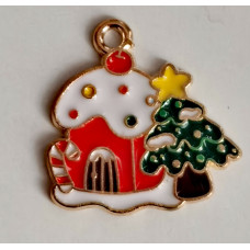 Підвіска (шармик) Only Цукровий будиночок з ялинкою, 2х1,8 (К-9)