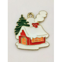 Підвіска (шармик) Only Зимова хатинка з ялинкою, 2,3*2,3 см.(К-004063)