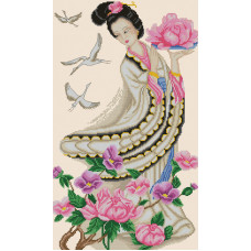Набір для вишивання хрестиком ТМ Леді Гейша з рожевими квітами (01059)