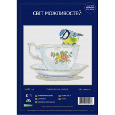 Набір для вишивання хрестиком Світ можливостей Синичка на чашці (014 SM-N)