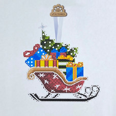 Набор для вышивания крестиком VOLOSHKA Новогодняя игрушка Сани с подарками (VPC_014)