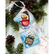 Набор для вышивки бисером новогодней игрушки Абрис Арт Зимняя совушка (ABT-016)