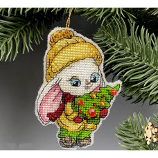 Набор для вышивания новогодней игрушки Счастливый зайчишка (НІ_016)