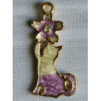 Підвіска (шармик) Only Бузковий котик з квіткою 3х1,4 см (Ш-0195)