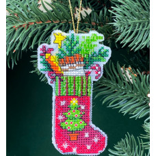 Набор Кольорова для вышивания новогодней игрушки Сапожок с подарками (НІ_024)