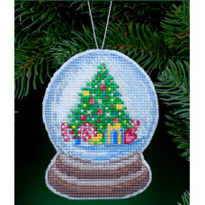 Набор для вышивания новогодней игрушки Кольорова Снежный шар. Подарки под елку (НІ_033)