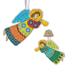 Набор для вышивания крестиком VOLOSHKA Новогодние игрушки: Рождественский ангел играет на трубе(VPC_052)