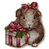 Набір для вишивання нитками по дереву Чарівна країна Різдвяний хом'ячок (FLW-055)