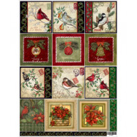 Декупажна карта(лазерн.друк) ТМ Art Новорічні листівки, 29,5х42 см (ЕВ-Д065)