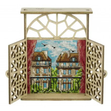 Набір для вишивки нитками на дерев’яній основі «Балкон у Парижі» FLW-078