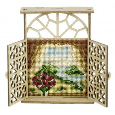 Набір для вишивки нитками на дерев’яній основі «Тиша за фіранками» FLW-079