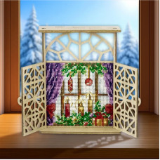 Набір для вишивки нитками на дерев’яній основі «Святкове підвіконня» FLW-081