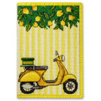 Набір для вишивки нитками на штучній шкірі «Обкладинка на паспорт» FLHL-093 Жовтий