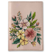 Набір для вишивки нитками на штучній шкірі «Обкладинка на паспорт» FLHL-094 Рожевий