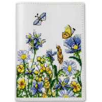 Набір для вишивки нитками на штучній шкірі «Обкладинка на паспорт» FLHL-095 Білий