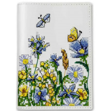 Набір для вишивки нитками на штучній шкірі «Обкладинка на паспорт» FLHL-095 Білий Набір для вишивки нитками на штучній шкірі «Обкладинка на паспорт» FLHL-095 Білий