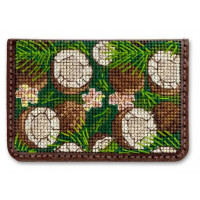 Набір для вишивки нитками на штучній шкірі «Обкладинка на ID паспорт» FLHL-096 Коричневий