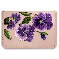 Набір для вишивки нитками на штучній шкірі «Обкладинка на ID паспорт» FLHL-097 Рожевий