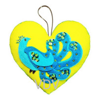 Декоративна іграшка із фетру ВДВ Серце з птахом (ФН-110)