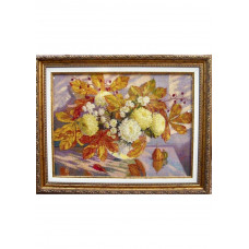 Набор для вышивания крестиком Дантель Осенний натюрморт с хризантемами (114)