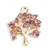 Підвіска (шармик) Only Дерево з рожевими кристаликами, 1,5х1,6 см (К-117)