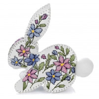 Набір для вишивки нитками на штучній шкірі «Кролик з квітковим візерунком» FLHL-120