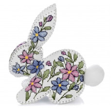 Набір для вишивки нитками на штучній шкірі «Кролик з квітковим візерунком» FLHL-120 Набір для вишивки нитками на штучній шкірі «Кролик з квітковим візерунком» FLHL-120