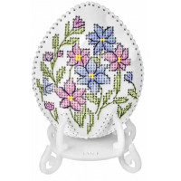Набір для вишивки нитками на штучній шкірі «Яйце з квітковим візерунком» FLHL-121