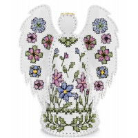 Набір для вишивки нитками на штучній шкірі «Ангел з квітковим візерунком» FLHL-122