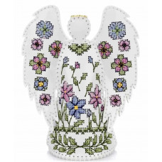 Набір для вишивки нитками на штучній шкірі «Ангел з квітковим візерунком» FLHL-122