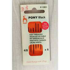 Набір голок для слабозорих чорні №4/8 Pony, 6 шт. (12821)