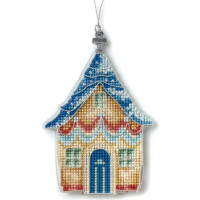 Набір для вишивки нитками на пластиковій основі «Ялинкова прикраса – Будиночок біля моря» (двосторонній) FLX-144