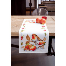 Набір для вишивання хрестиком Vervaco Доріжка на стіл Пташка з яблуками (PN-0146877)