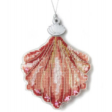 Набір для вишивки нитками на пластиковій основі «Ялинкова прикраса – Коралова мушля» (двосторонній) FLX-148