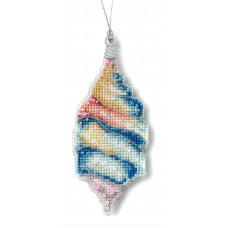 Набір для вишивки нитками на пластиковій основі «Ялинкова прикраса – Океанська мушля» (двосторонній) FLX-149