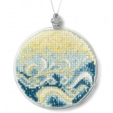 Набір для вишивки нитками на пластиковій основі «Ялинкова прикраса – Морські хвилі» (двосторонній) FLX-151 Набір для вишивки нитками на пластиковій основі «Ялинкова прикраса – Морські хвилі» (двосторонній) FLX-151