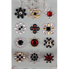 Наклейки з половинок перлів та стразів Prima, Red/Black (530952)