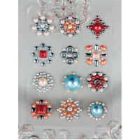 Наклейки з половинок перлів та стразів Prima, Red/Blue (531003)