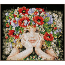 Набір для вишивання хрестиком LanArte Дівчина з квітами (PN-0156698)