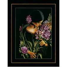 Набір для вишивання хрестиком LanArte Жінка та квіти (PN-0165378)