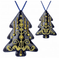 Набір для вишивки бісером на штучній шкірі «Ялинкова прикраса – Ялиночка» (двосторонній) FLBB-167 Синій