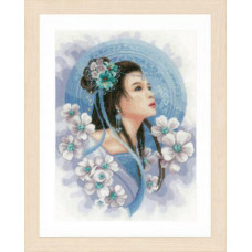 Набір для вишивання хрестиком LanArte Азіатська дівчина в блакитному (PN-0169168)