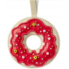 Набір для вишивки бісером на штучній шкірі «Шарм для сумки – Пончик з глазур’ю» FLBB-173 Набір для вишивки бісером на штучній шкірі «Шарм для сумки – Пончик з глазур’ю» FLBB-173