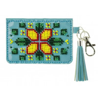 Набір для вишивки бісером на штучній шкірі «Шарм для сумки – Гаманець бірюзовий» FLBB-176